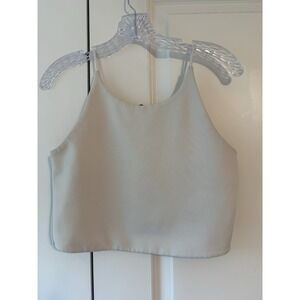 ZARA Satin Cami Tank Top Women Ivory Spaghetti Strap Minimalist